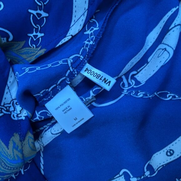 Soho New York & Co. Jeans Womens Blue Chain Print Button-Up Shirt Medium New - Picture 4 of 8